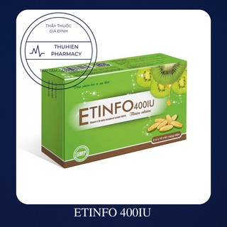 Etinfo 400IU - Viên uống bổ sung vitamin E, hỗ trợ làm đẹp da, làm chậm quá trình lão hoá