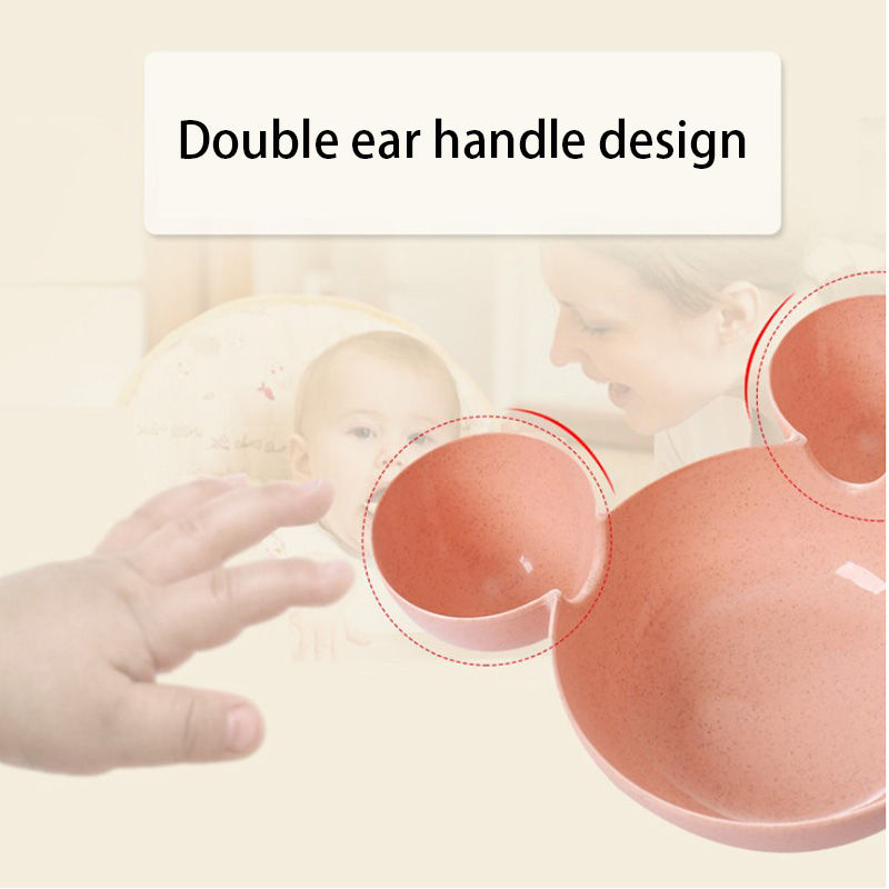 Đĩa tập ăn cho bé hình chuột Mickey bằng lúa mạch + nhựa PP thân thiện với môi trường