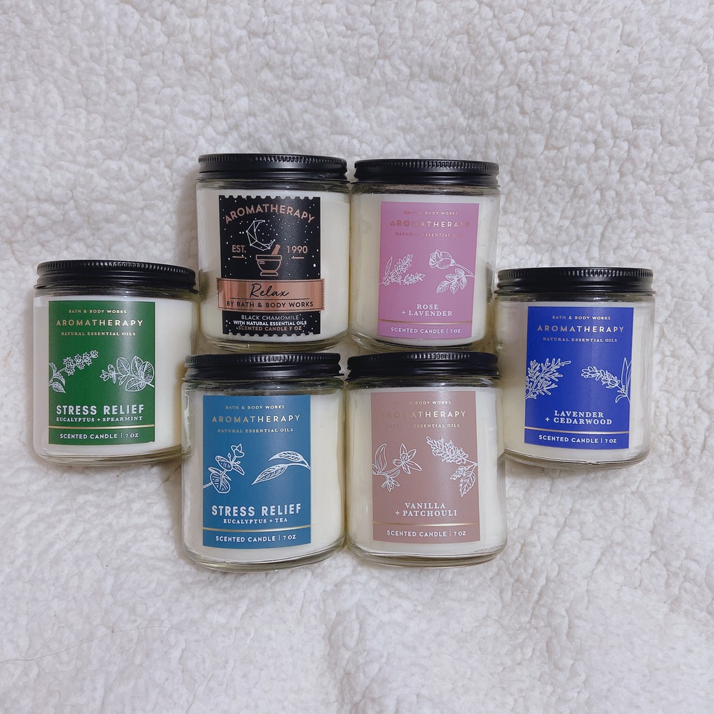 {Chuẩn Auth} {Bill Mỹ} Aromatherapy Nến Thơm Single wich Candle 1 tim 198gr BBW Bath &amp; Body Works 1 bấc one wick