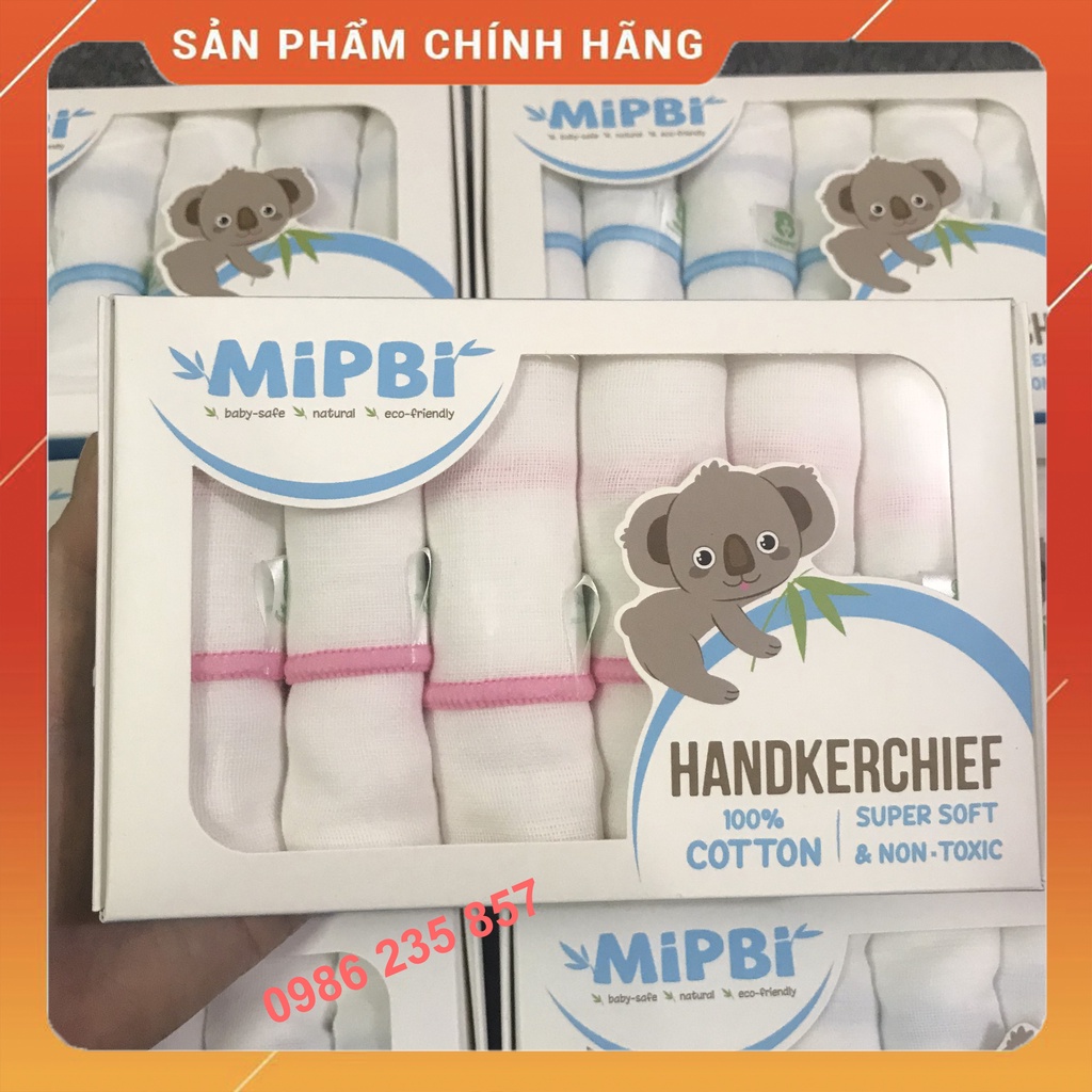 Khăn sữa hộp Mipbi/Khăn sữa cho bé 100% cotton thấm hút tốt 30x30cm 6c (2 lớp, 3 lớp,4 lớp)