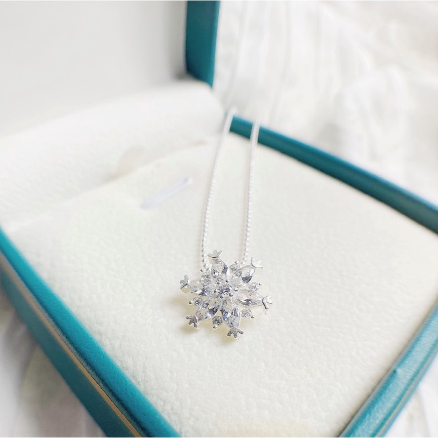 Dây chuyền bạc nữ mặt hoa tuyết lấp lánh, mẫu dây bi phong cách trẻ trung cá tính
