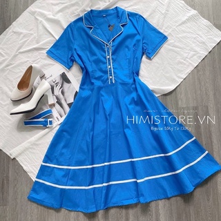 [CÓ SẴN- ẢNH THẬT] ĐẦM CHỮ A KIỂU SƠ MI BIGISIZE NƯ KÈM DÂY THẮT LƯNG THỜI TRANG - HIMISTORE - HM028
