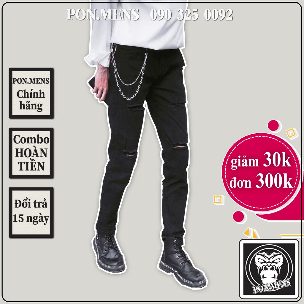 Quần bò đen rách gối nhiều nam co giãn cực tốt VNXK Pon.mens hà nội hcm