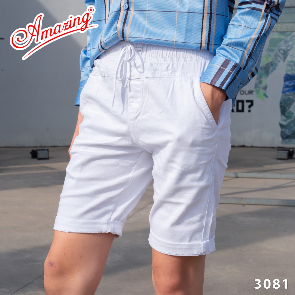 Short kaki big size (tới 80kg), quần đùi Amazing lưng thun, cao cấp, chất vải co giãn nhẹ, màu đen và trắng sang trọng | BigBuy360 - bigbuy360.vn