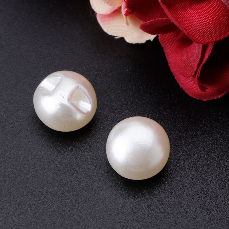 Bộ 50 Khuy Ngọc Trai Tròn 10mm/11mm Dùng Để Tự May Vào Quần Áo
