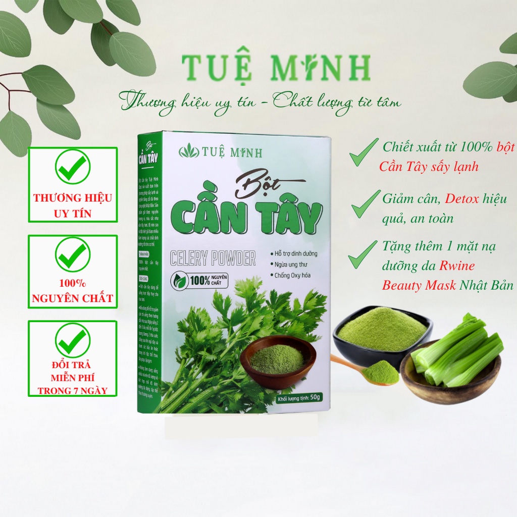 Bột Cần Tây Sấy Lạnh Nguyên Chất Tuệ Minh, Bột Cần Tây Giảm Cân Loại Mỡ Thừa, Detox, Làm Đẹp Da