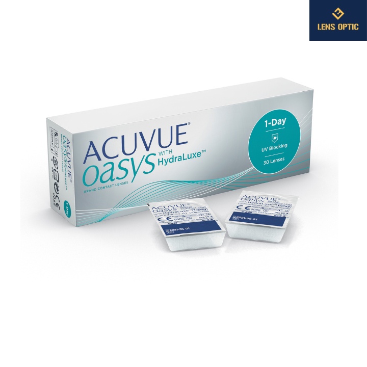 Kính áp tròng Acuvue Oasys 1Day with Hydraluxe, lens trong suốt dùng 1 ngày - Lens Optic