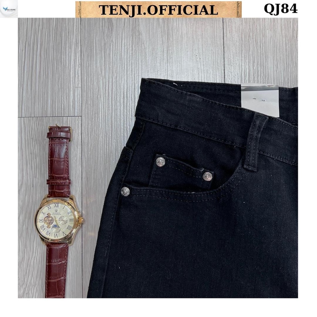 Quần jean nam màu đen rách gối khóa chất bò cao cấp co dãn 4 chiều cực đẹp, quần rin nam QJ84 Nhiều mẫu mới