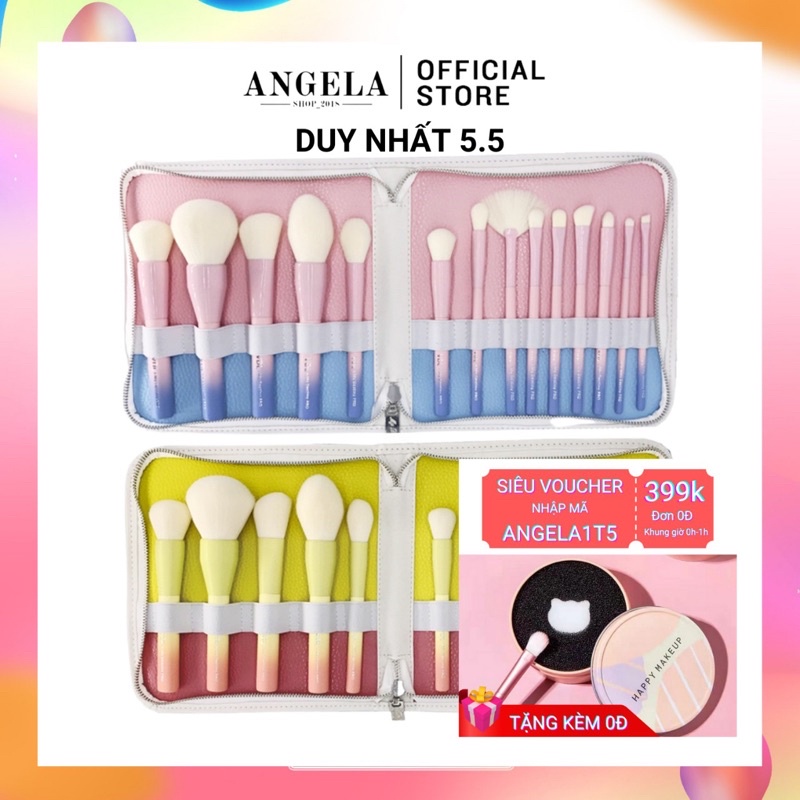 Bộ cọ trang điểm cá nhân vdl lông siêu mềm mượt, hàng chất lượng angelashop bao quay đầu