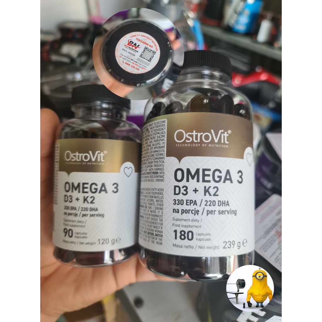 Omega3 D3 K2 ostrovit BEST NUTRITION nhập khẩu chính hãng 90 viên 180 viên