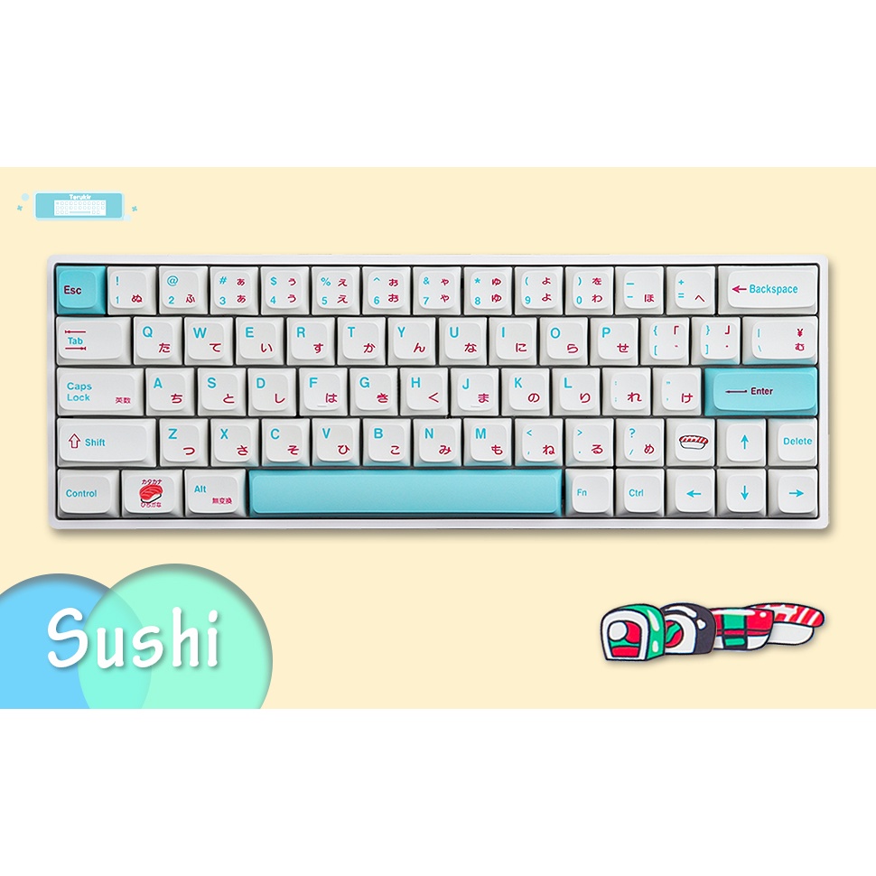 Keycaps, 120 phím thăng hoa PBT XDA màu xanh sushi keycaps Bàn phím cơ Cherry MX keycaps Bàn phím chơi game