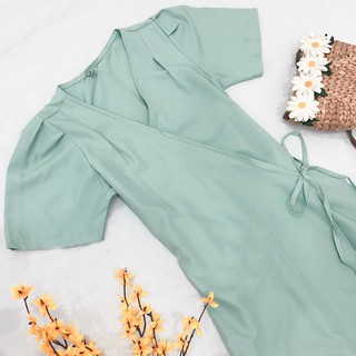 Đầm váy freesize mint xẻ tà