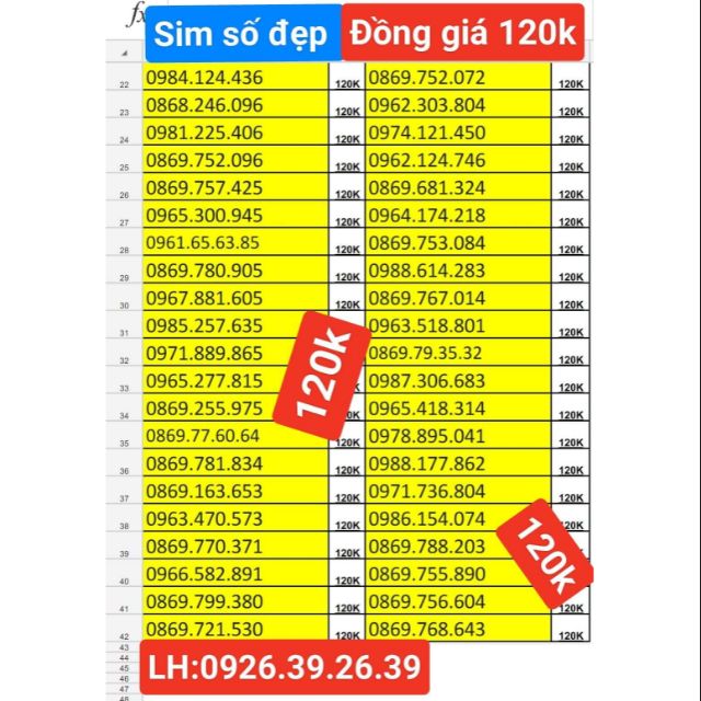 Sim viettel 10 số đồng giá 120k