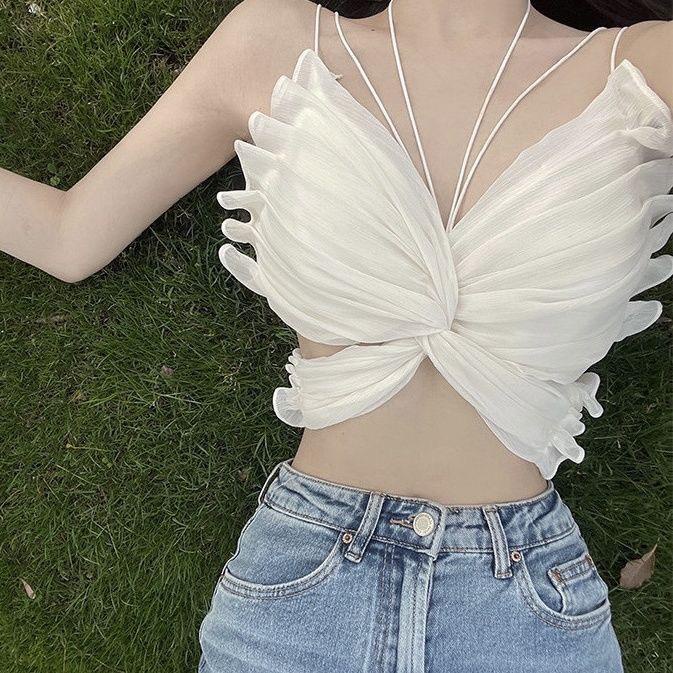 Áo Croptop Body PINKSTORE29, Cổ Dây Dáng Nhún Thân Gợi Cảm A5430