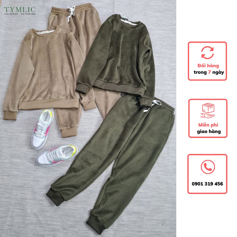 Bộ Nỉ Lông Dài Tay 2 Màu TYMLIC | BigBuy360 - bigbuy360.vn