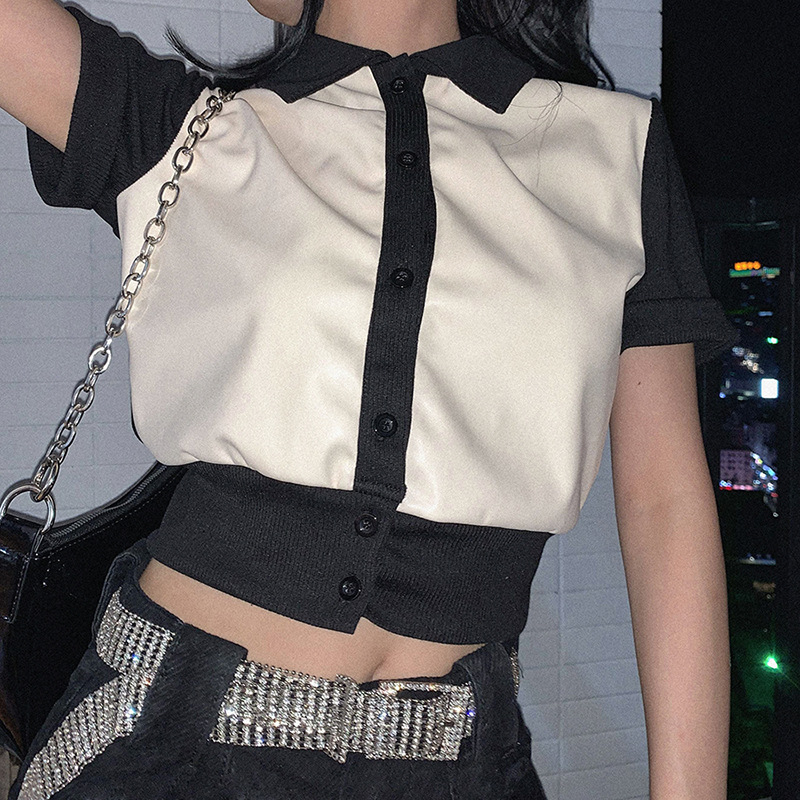 Áo Da Pu Ngắn Tay Dáng Ôm Cá Tính Cho Nữ | BigBuy360 - bigbuy360.vn