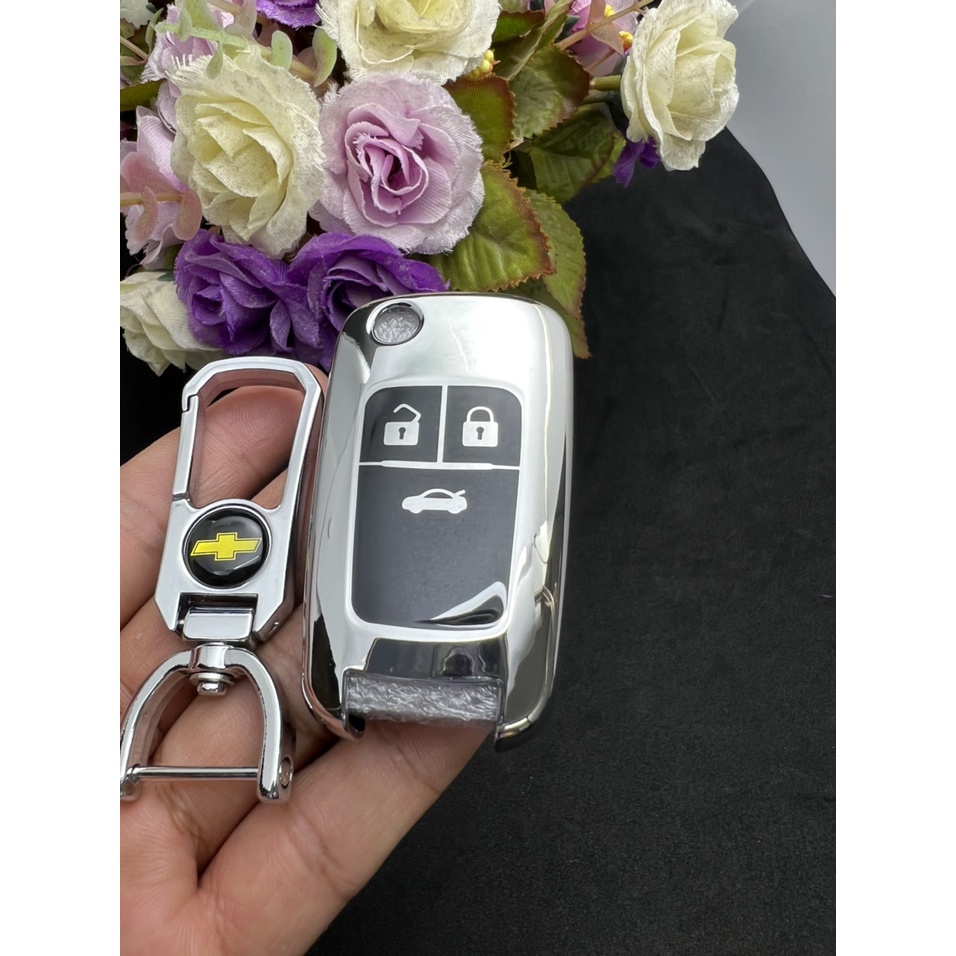 Ốp chìa khóa TPU-Mạ Inox xe ô tô CHEVROLET Cruze Lacetti  phiên bản chìa bật   3 nút/ 4 nút