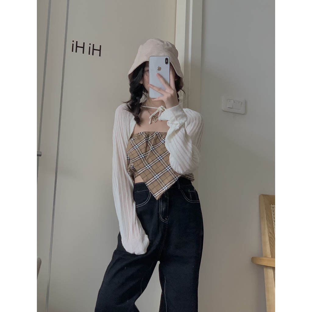 áo cardigan gân lưới ngực buộc dây JB109 LOLLIE STUDIO