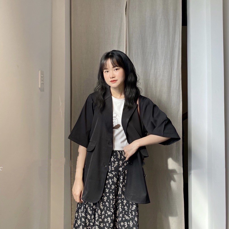 Áo blazer tay ngắn 1 lớp ulzzang (video/hình thật/sẵn)