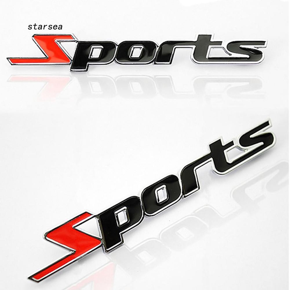 Logo 3D bằng kim loại chữ Sports dán xe hơi