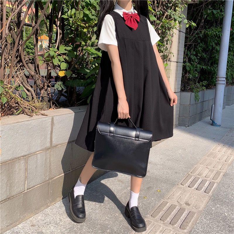 Đầm Yếm Dáng Rộng Phong Cách Học Sinh Nhật Bản Thời Trang Mùa Hè Cho Nữ