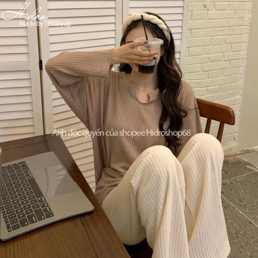 Áo Len Dài Tay Cổ Khoét Chất Len Gạo Mềm Đẹp Phong Cách Hàn Quốc