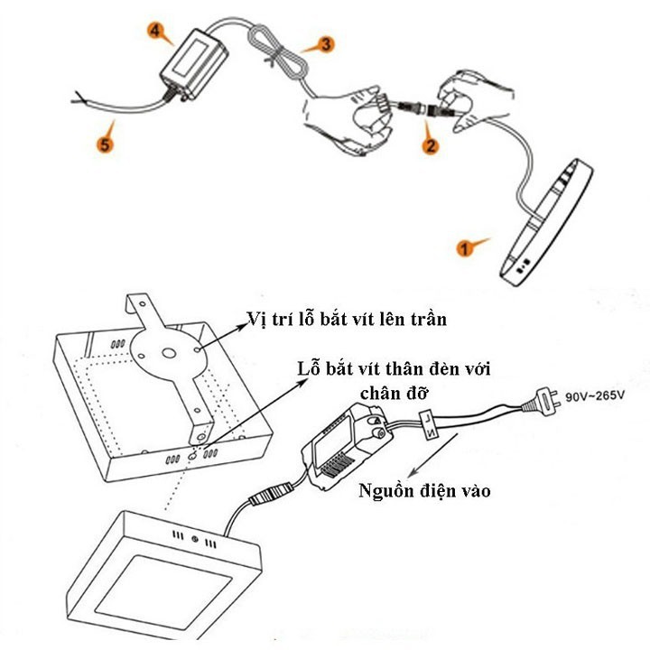 ĐÈN ỐP TRẦN NỔI TRÒN - VUÔNG 36w-24w-22w-18w -16w -12w ( Cao cấp và bình dân )