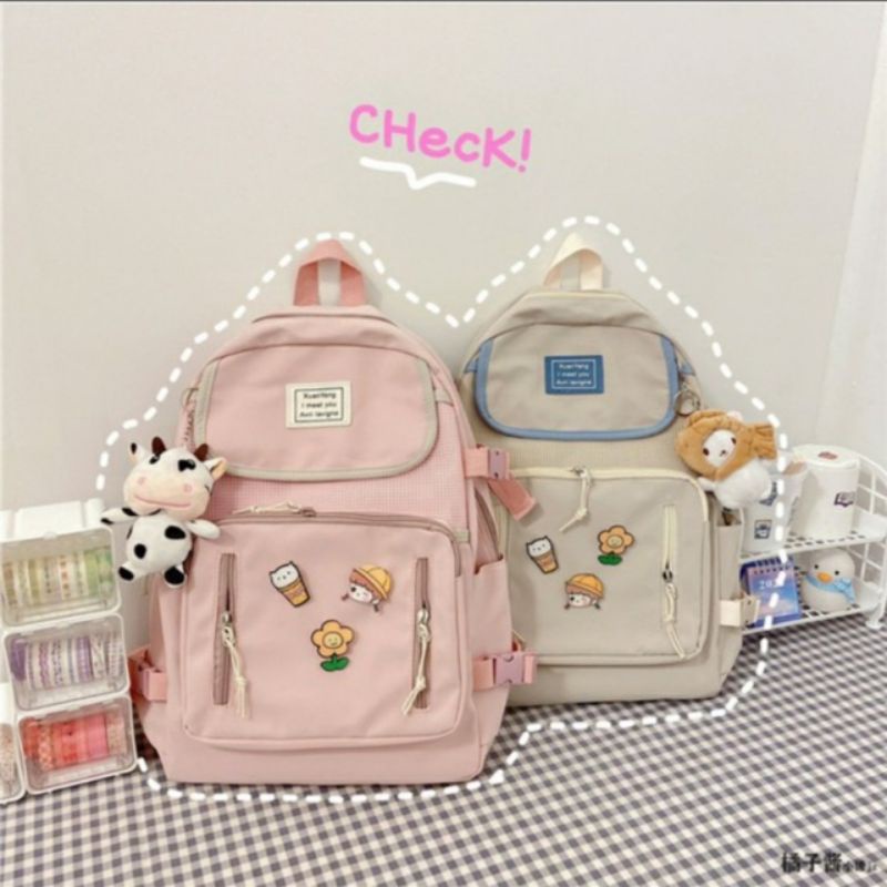 Balo ulzzang đi học chống thấm nước - 2 DÂY KÉO