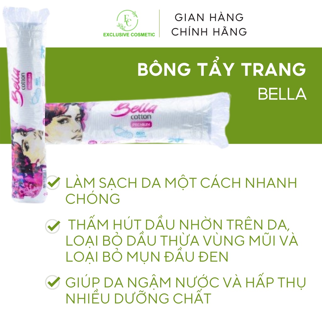 Bông Tẩy Trang Bella Cotton Premium (120 miếng)