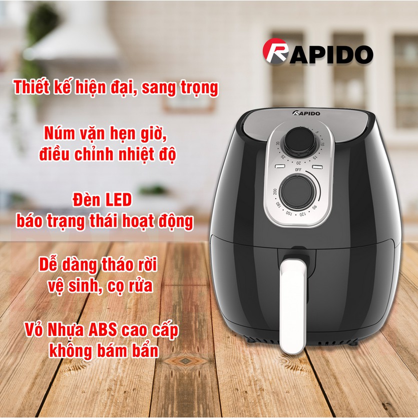 Nồi chiên không dầu Rapido RAF5.0M dung tích 5l -Shop Tiện Ích