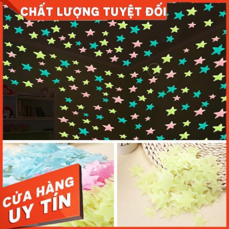 Set 100 hình dán dạ quang hình ngôi sao phát sáng vào ban đêm trang trí phòng cho trẻ