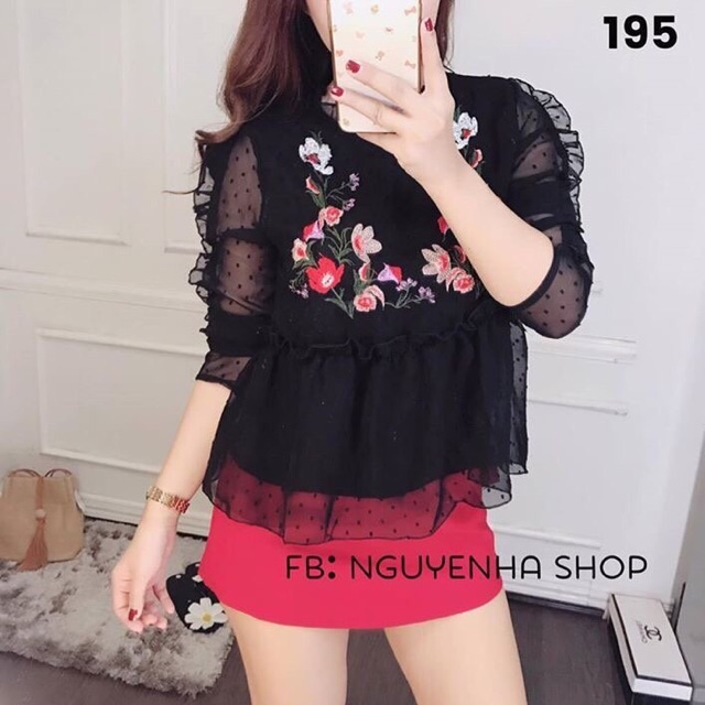 Áo Thêu Hoa Nhúng Ly Cao Cấp