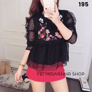 Áo thêu hoa nhúng ly cao cấp