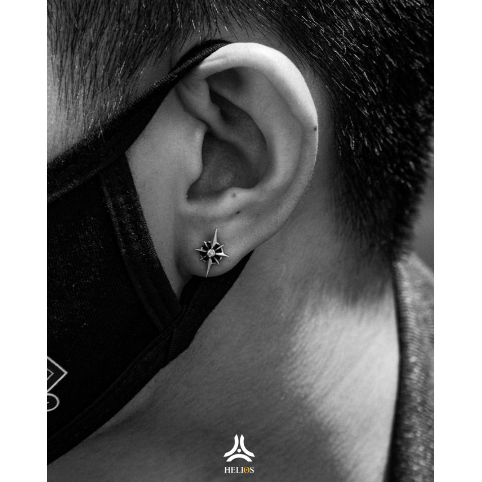 Khuyên tai bạc nam, nữ HeliSilver Compass S925