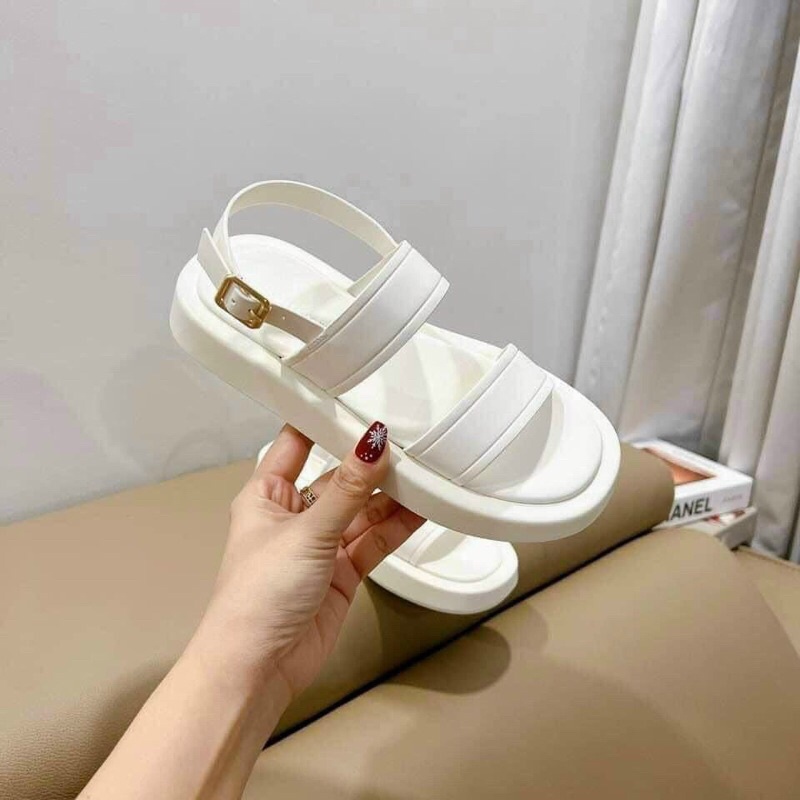 Dép sandal bánh mỳ hai quai ngang da lì quai hậu sau siêu rẻ