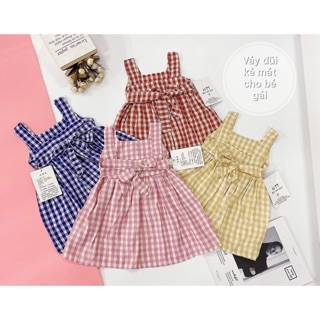 Váy kẻ caro vintage cho bé