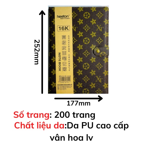 Sổ tay bìa da ghi chép B5 vân hoa Heeton A16496 cao cấp