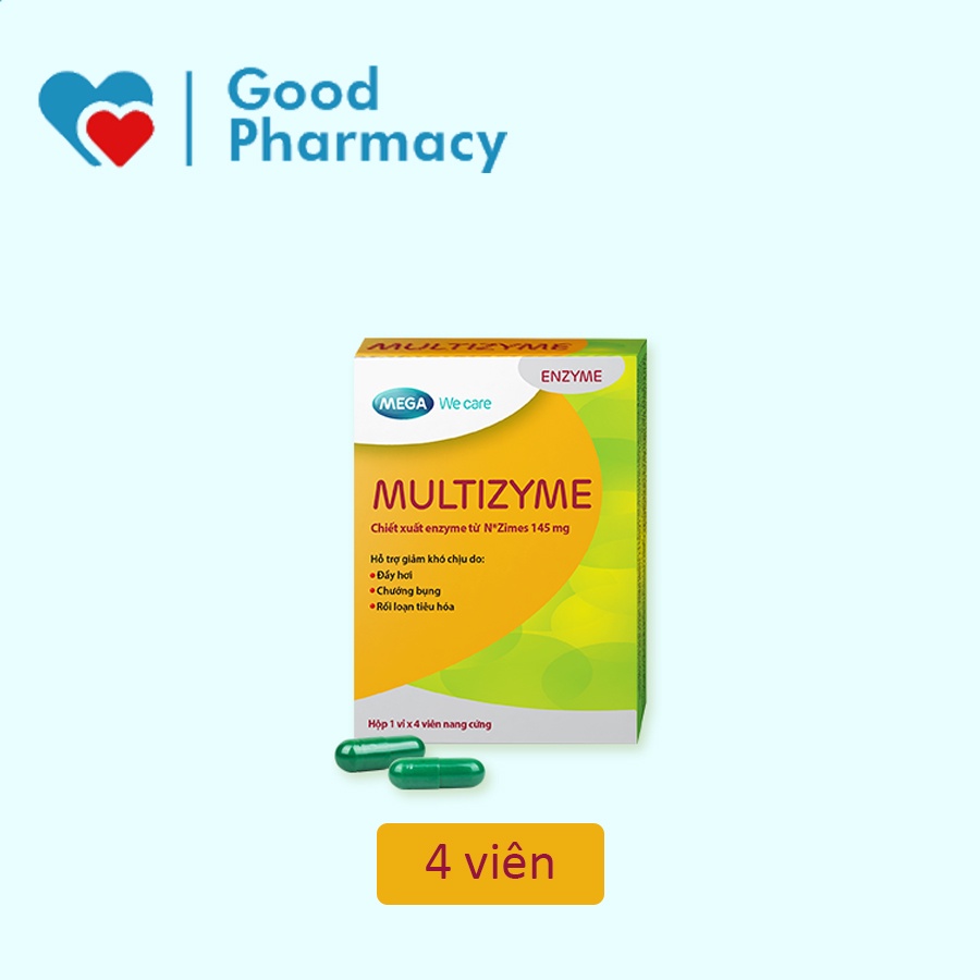 Multizyme - Viên uống bổ sung enzym / men tiêu hóa giảm đầy hơi khó chịu, chướng bụng, rối loạn tiêu hóa (MEGA WE CARE)
