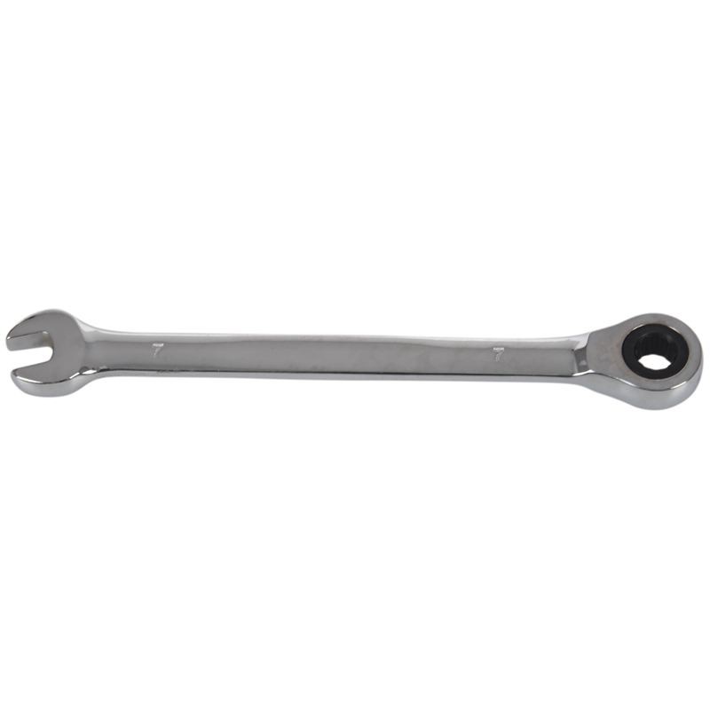 Steel Fixed Head Ratcheting Ratchet Spanner Gear Wrench Open End & Ring Size, 7mm