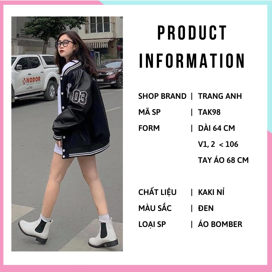 Áo bomber TRANG ANH tay da bóng chày 03 phong cách Ulzzang thể thao TAK98 | BigBuy360 - bigbuy360.vn
