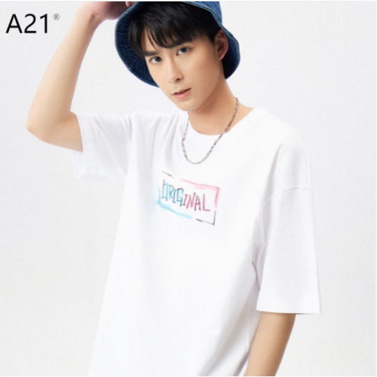 Áo thun cotton tay ngắn cổ tròn dáng rộng thời trang dành cho nam giới A21