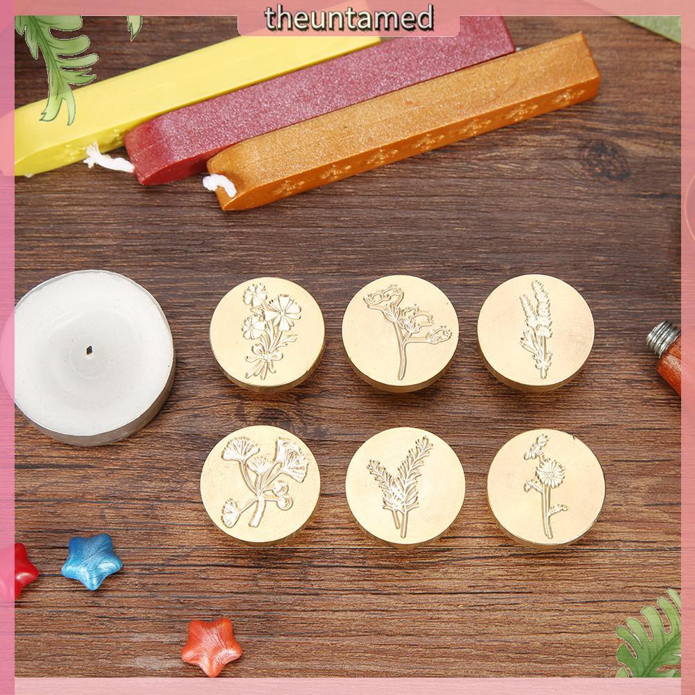 Plants Pattern Retro Sealing Wax Stamp Wood Handle Metal Sealing Wax Stamp