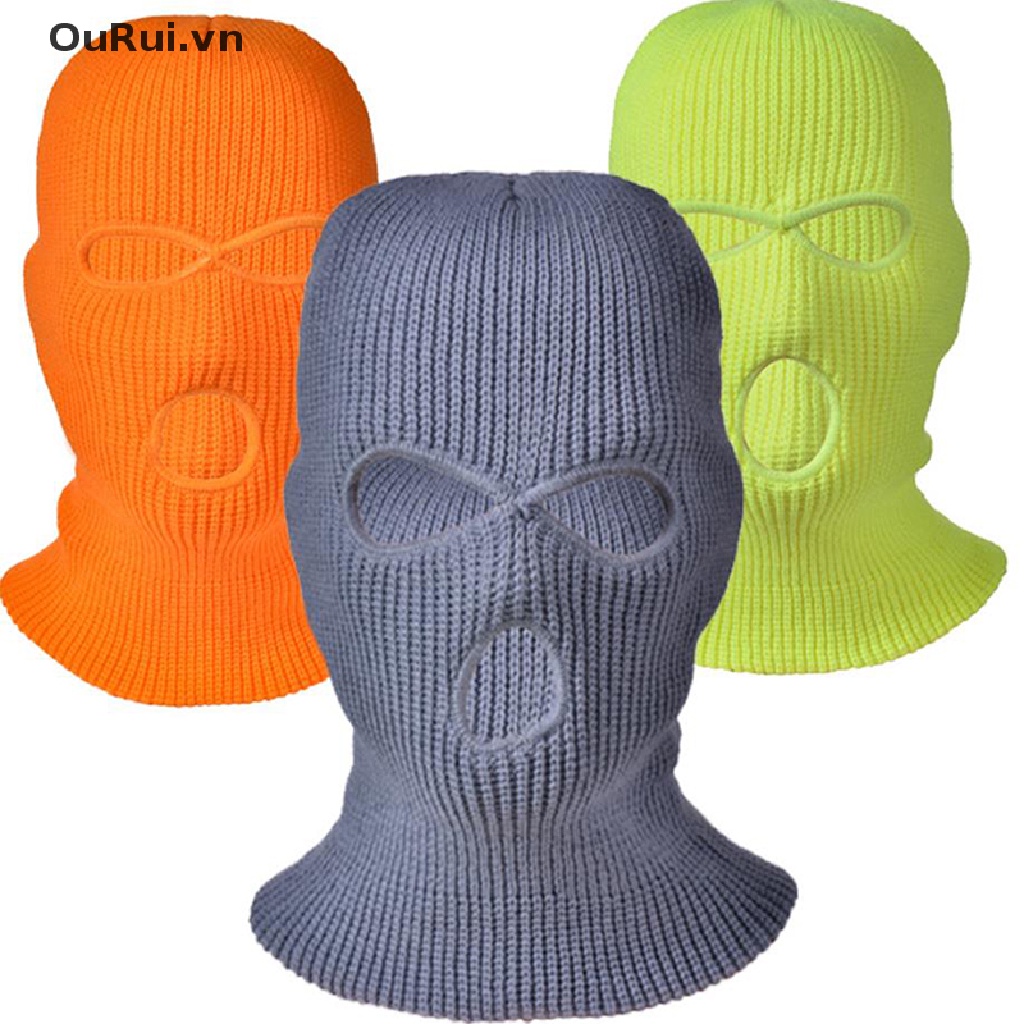 Mũ Trùm Đầu Dệt Kim 3 Lỗ Kèm Khẩu Trang Giữ Ấm