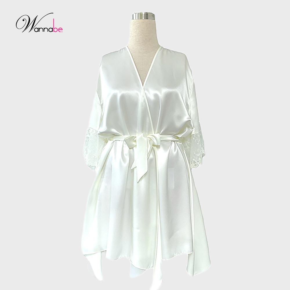 Áo choàng ngủ phi lụa kimono cao cấp Wannabe KIS47 kiểu dáng lạ mắt nữ tính quý phái