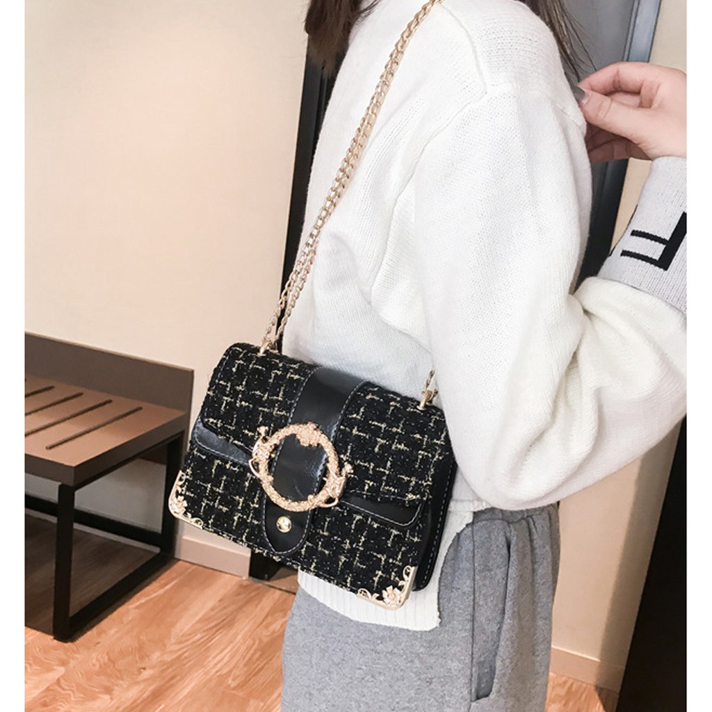 Túi xách tay nữ,túi đeo chéo nữ dạ nẹp viền BH 288 | BigBuy360 - bigbuy360.vn