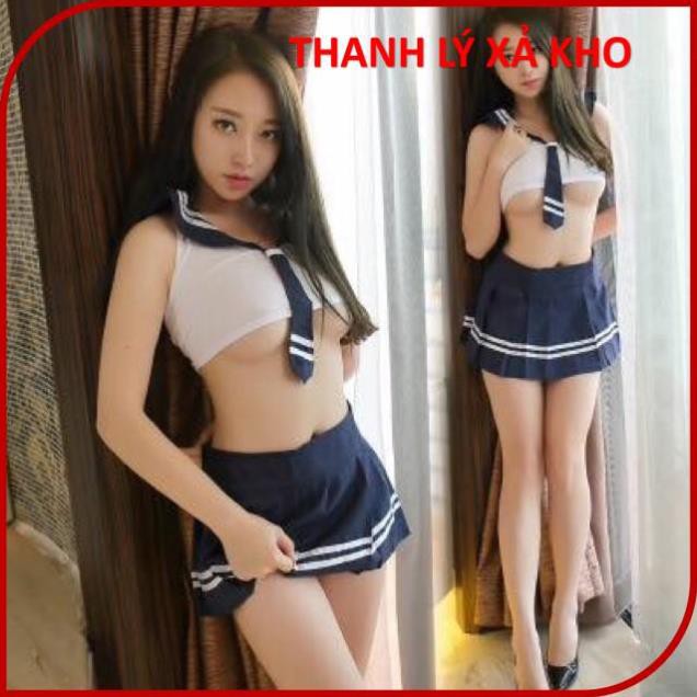 Đầm ngủ cosplay sexy nữ sinh freesize, bigsize gợi cảm, váy ngủ thắt nơ hở lưng thủy thủ đồng phục hở lưng TT002