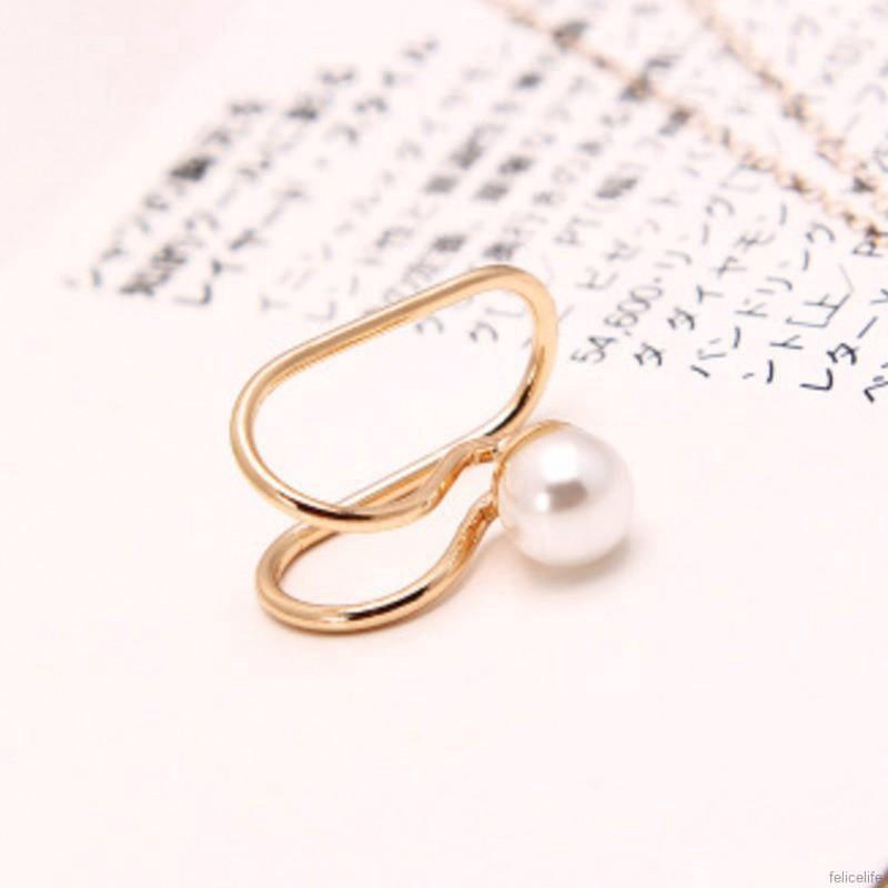 Khuyên tai đeo vành tai hình chữ U đính đá / ngọc trai / kim cương giả thời trang thanh lịch cho nữ