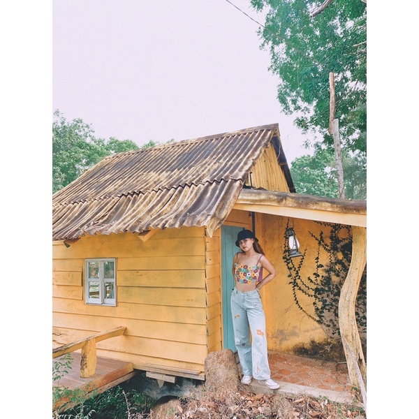 ÁO 2 DÂY THÊU HOA LEN HANDMADE