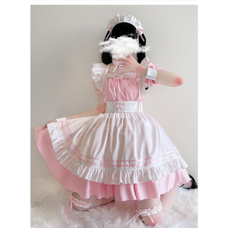 Trang phục hầu gái maid hồng - cosplay/ halloween/ lễ hội/ Nhật Bản