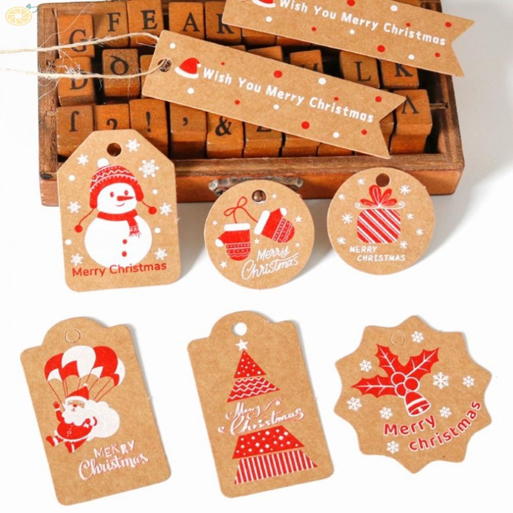 50 Tag Giấy Hình Ông Già Nô En, Người Tuyết, Dùng Trang Trí Giáng Sinh